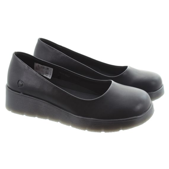 HEAVENLY FEET Ladies Bambi Flat Pumps In Black 