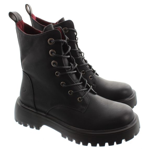 HEAVENLY FEET Ladies Krissy Chunky Lace Ankle Boots In Black