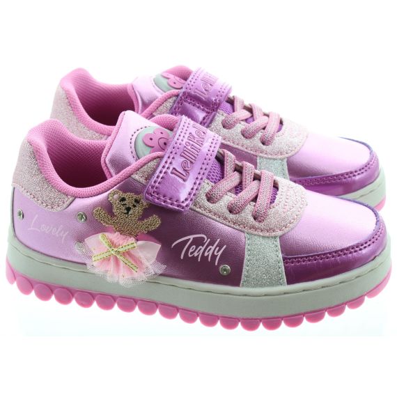 LELLI KELLY Kids LK5210 Mille Stelle Light Up Singing Teddy Trainers In Pink