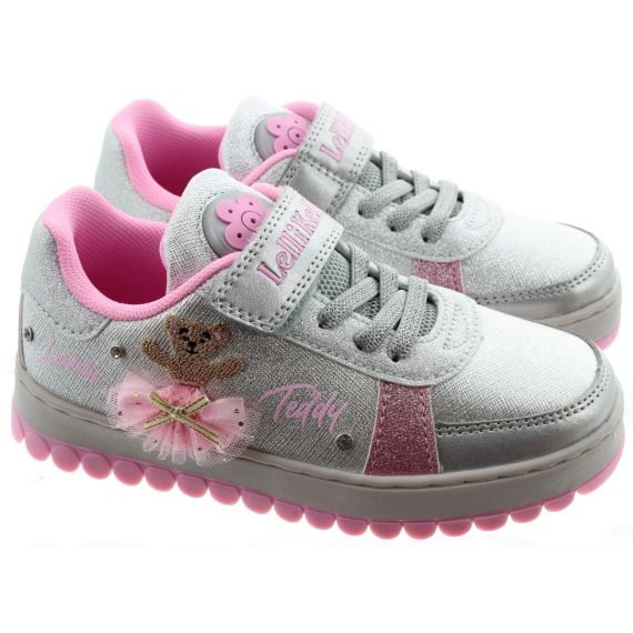 LELLI KELLY Kids LK5210 Mille Stelle Light Up Singing Teddy Trainers In Silver