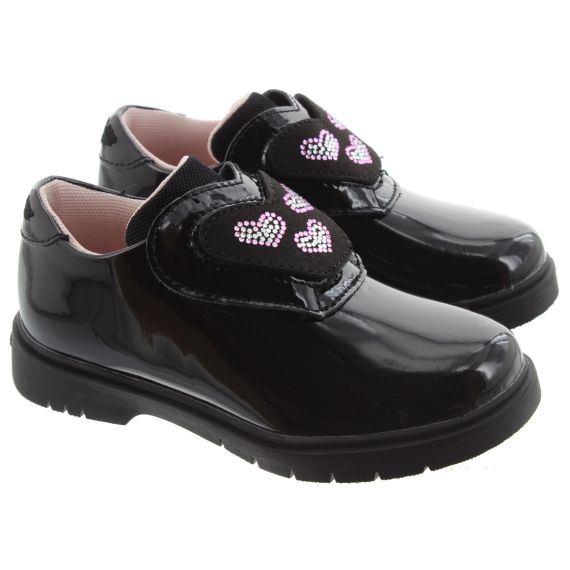 LELLI KELLY Kids LK8944 Eloise Heart Velcro Shoes In Black Patent