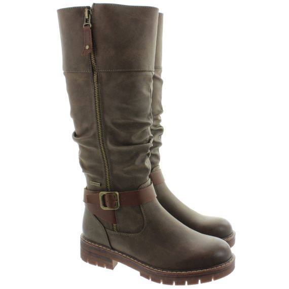 LUNAR Ladies Margo Waterproof Knee Boots In Brown 
