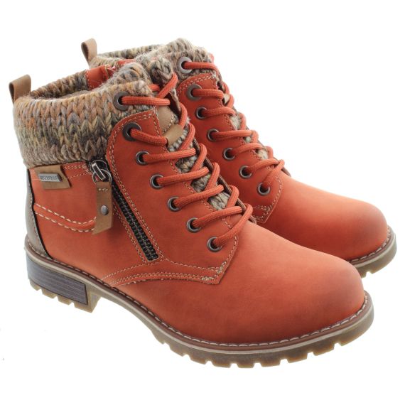 LUNAR Ladies Millie Waterproof Ankle Boots In Orange 