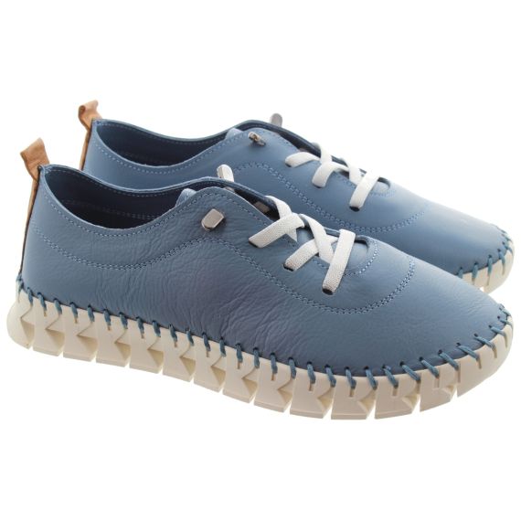 LUNAR Ladies St Austell Elastic Lace Shoes In Blue 