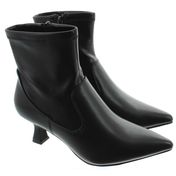 MARCO TOZZI Ladies 25329 Kitten Heel Ankle Boots In Black 