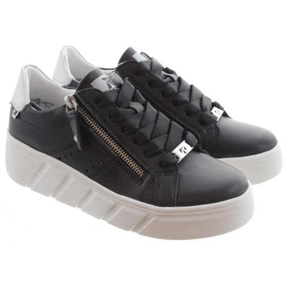 RIEKER Ladies W2605 Flatform Trainers In Black 