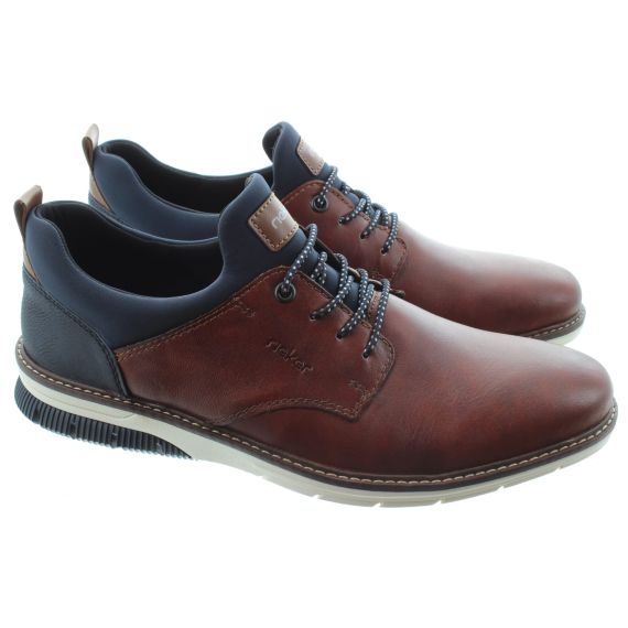 RIEKER Mens 14454 Elastic Lace Shoes In Tan