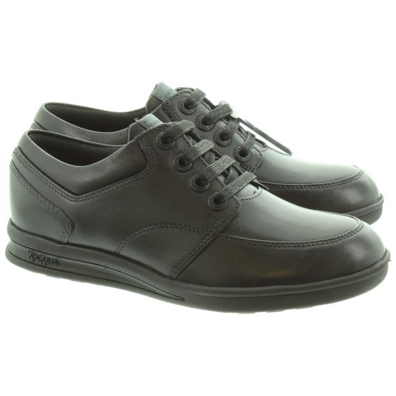 KICKERS Kids Troiko School Lace Shoes in Black