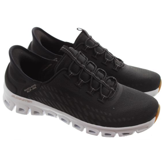 SKECHERS Ladies 104574 Glide Step Slip Ins Trainers In Black And White 