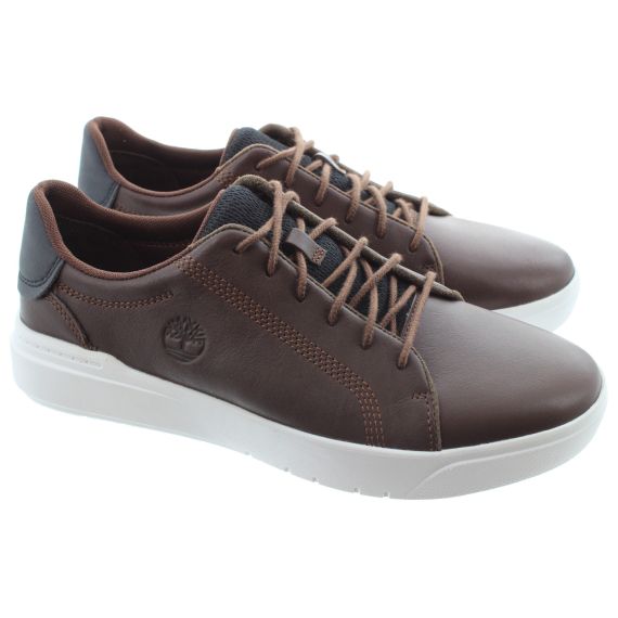 TIMBERLAND Mens Seneca Lace Trainers In Brown Leather 