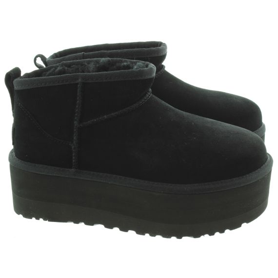 UGG Ladies Classic Platform Ultra Mini Boots In Black