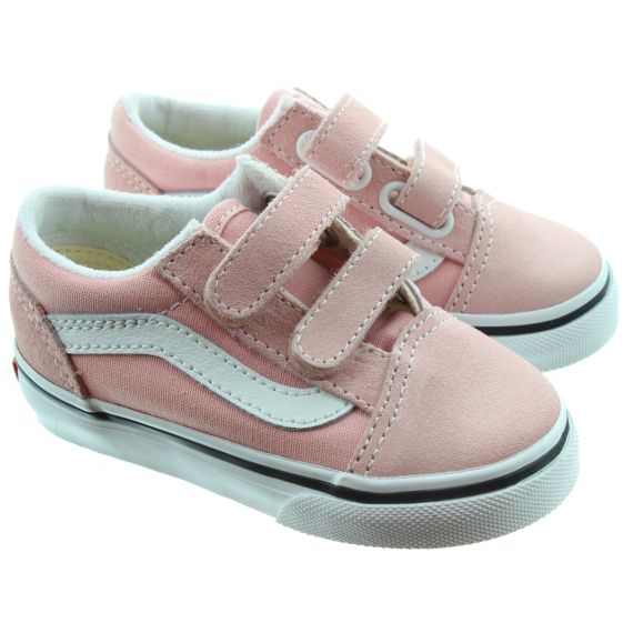 VANS Kids Old Skool Velcro Trainers In Powder Pink 