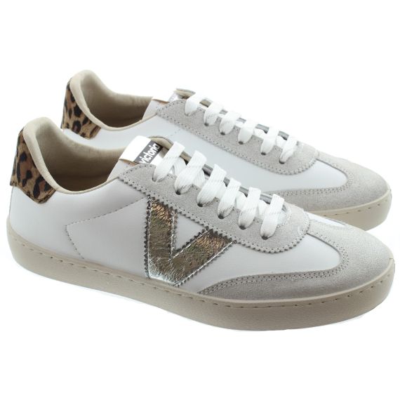VICTORIA Ladies Berlin 2 Leather Sneakers In White/Silver 