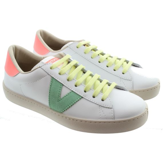VICTORIA Ladies Berlin Leather Sneakers In White Multi 