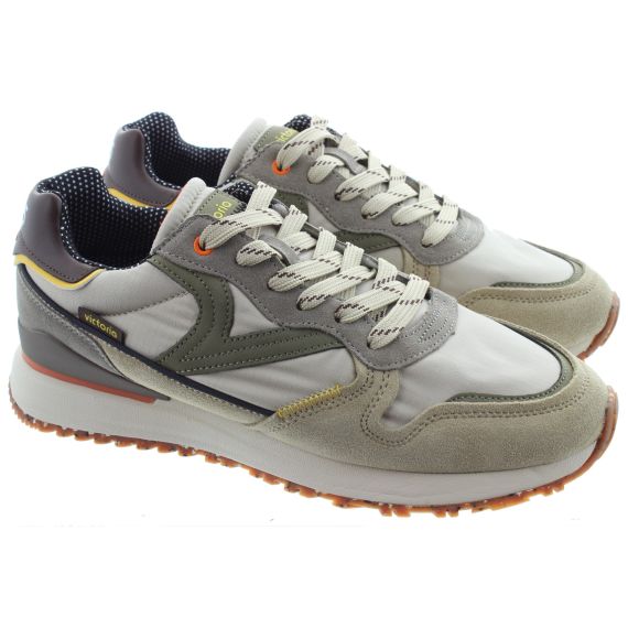 VICTORIA Mens Leggera Lace Trainers In Taupe 